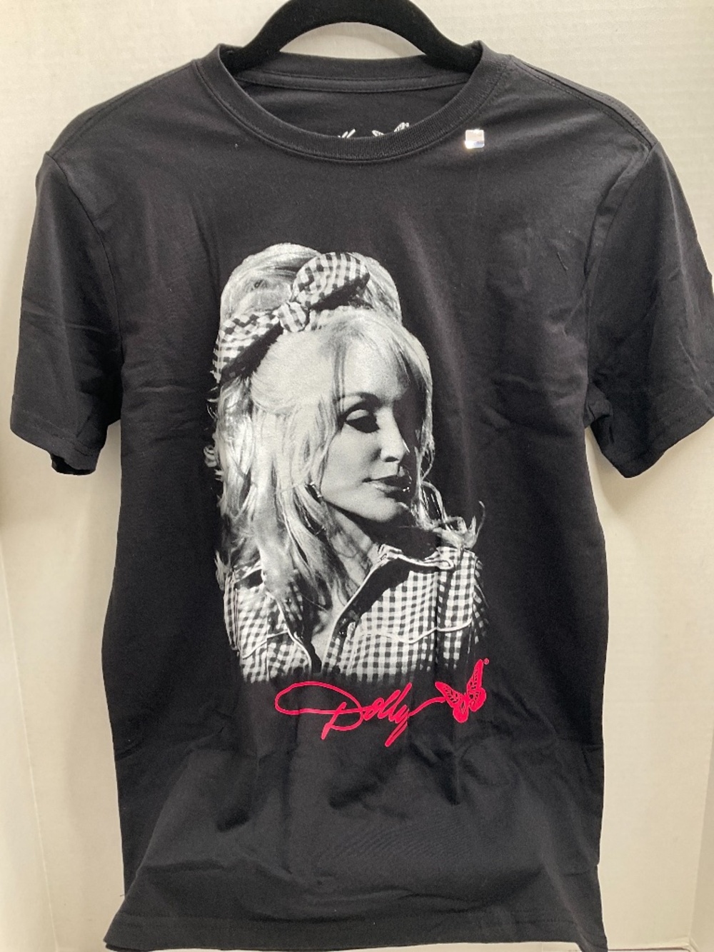 Dolly Parton Black Graphics Crew Tee with A Photo of herself. M